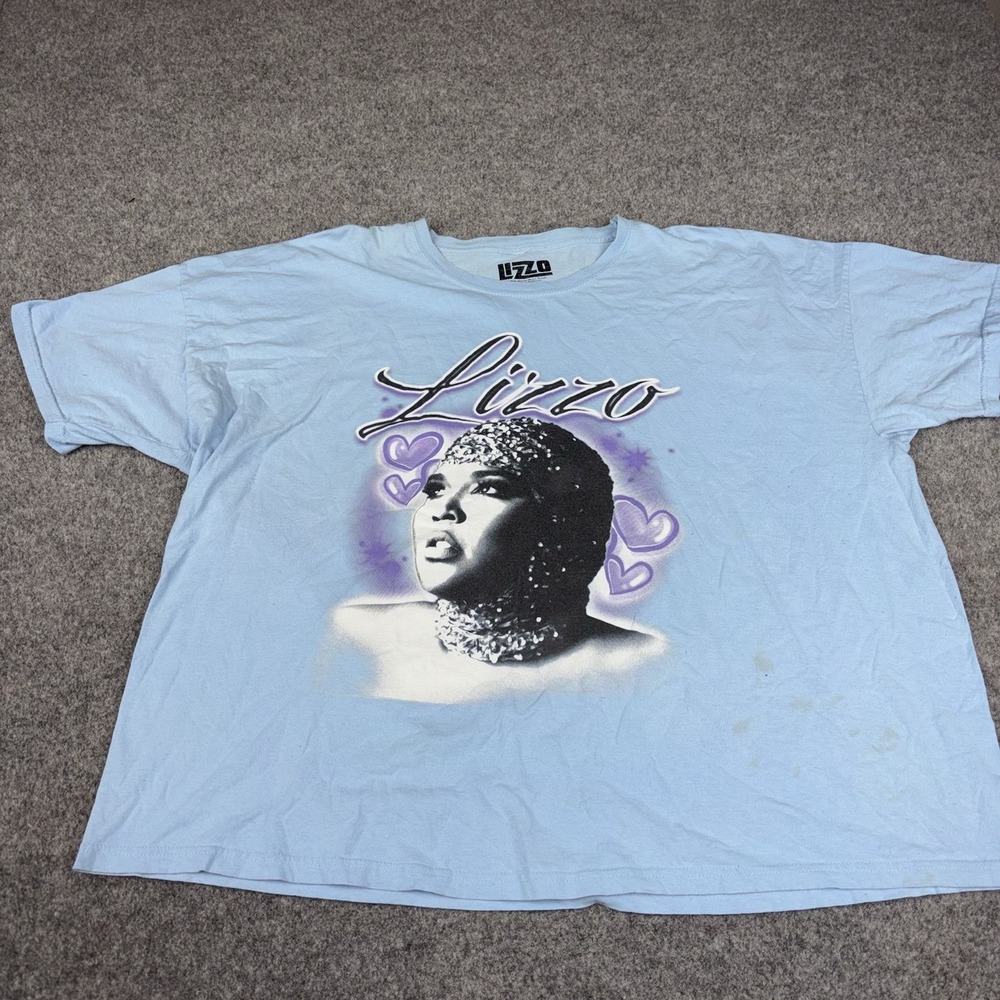 Lizzo Shirt Women's 3XL Blue Purple Short Sleeve Pop Hip Hop Singer Plus Size